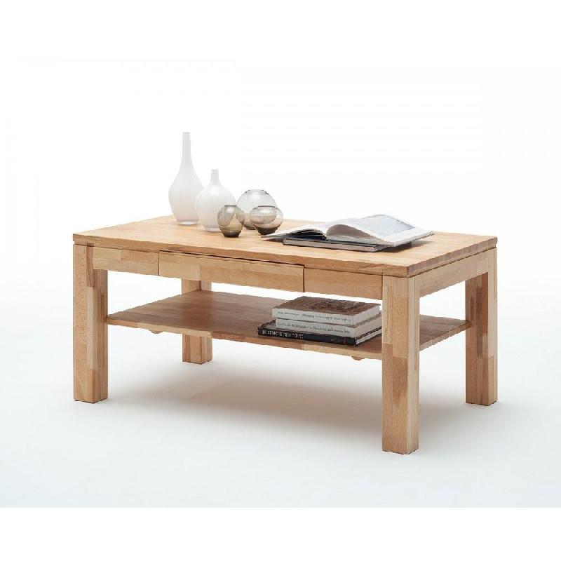 Table basse LUANDA 115 x 70 cm en hêtre massif huilé et ciré - 1 tiroir et étagère basse_2