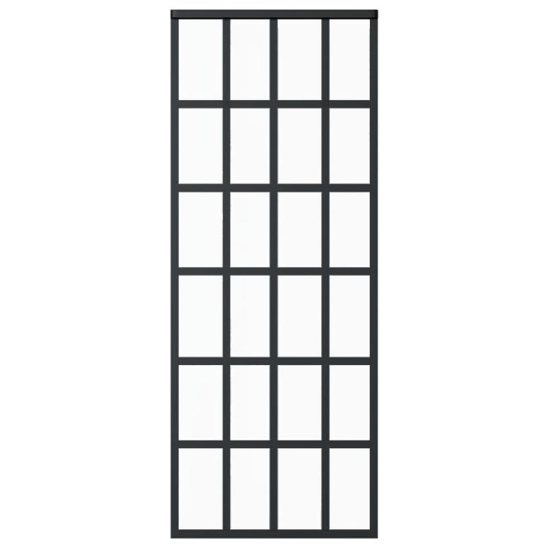 Vidaxl porte coulissante et quincaillerie verre esg/aluminium 76x205cm 3081962_2