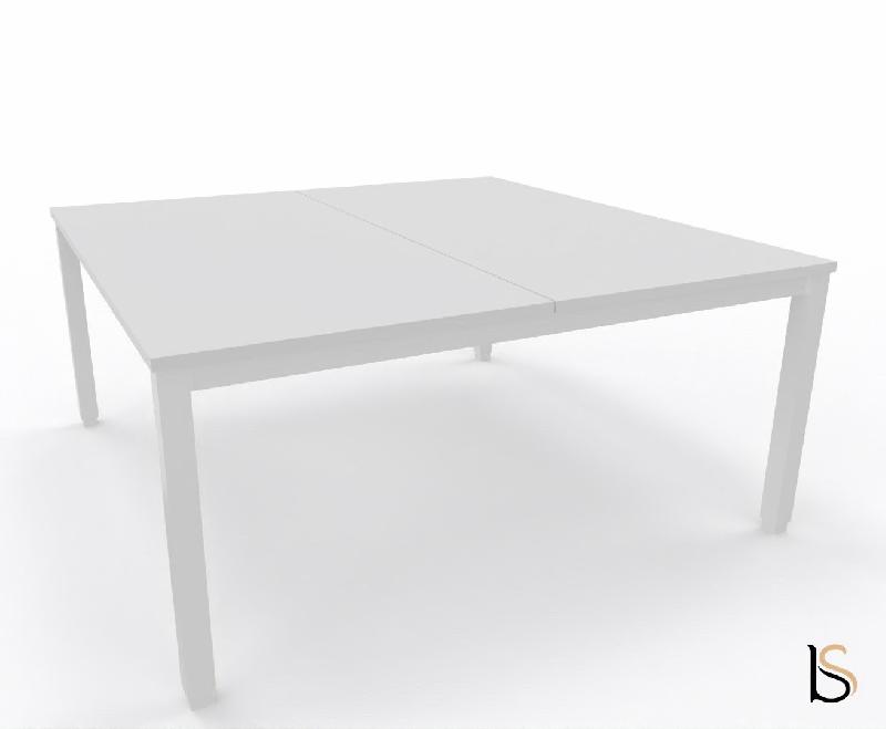 Bureau 2 personnes Tempo avec passe-câbles  - Mobel Linea - 140, Blanc, Blanc_2