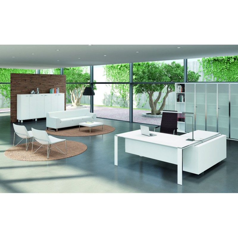 Bureau de direction en bois X7 avec retour et caisson porteur 4 tiroirs - Référence X7C01_SELECTION - Fabricant QUADRIFOGLIO_2