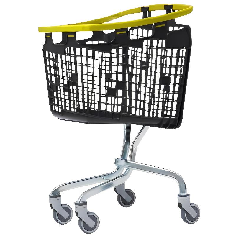 Chariot de magasin 100L - Base en acier zingué - Panier en polypropylène gris foncé RAL 7021 - Roulettes 120mm - 5 coloris disponibles_2