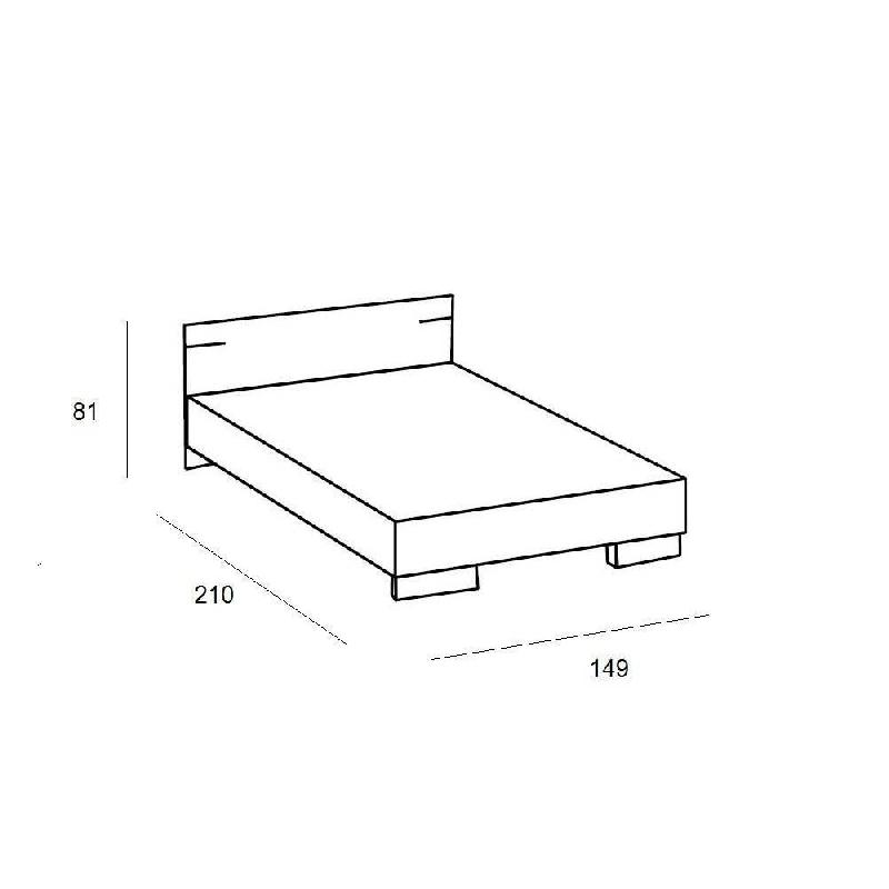 Lit Caramella 140 x 200 cm - décor chêne châtaigne et chrome brillant - structure robuste et design élégant_2