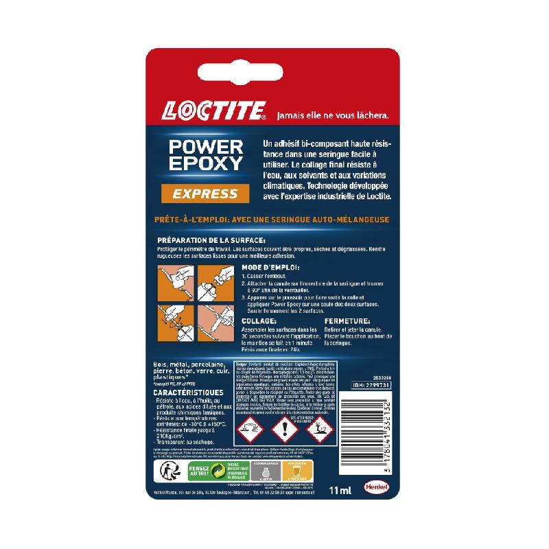 Colle seringue époxy express LOCTITE - bi-composant, rapide et multi-matériaux - 13 g_2