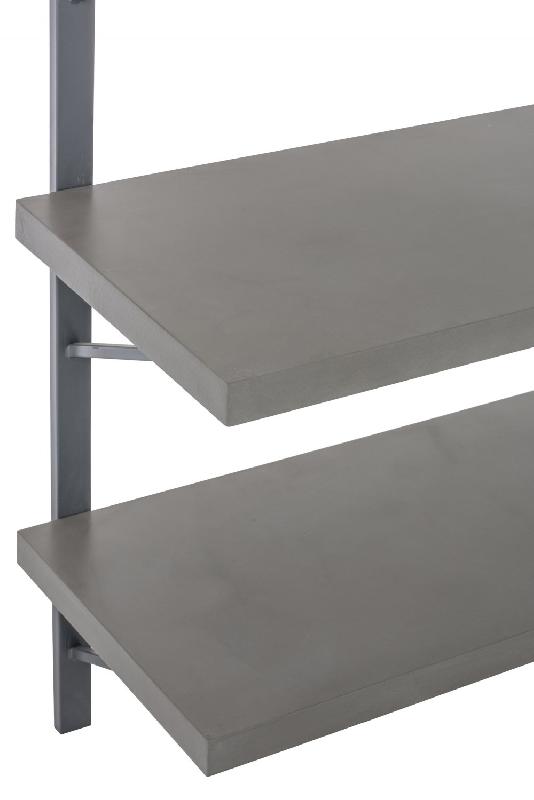 Étagère murale RIGZ - 5 planches en bois et métal gris - Design moderne - L121 x H190 x P40 cm_2