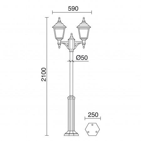 Lampadaire d'éclairage public 2 têtes - Clic-Clac 4 - IP44 - E27 - style rustique - verre transparent - hauteur totale 1910 mm - blanc_2