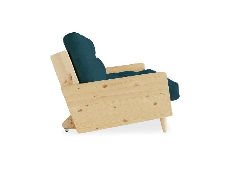 CANAPÉ 3 PLACES CONVERTIBLE INDIE STYLE SCANDINAVE FUTON BLEU PROFOND COUCHAGE 130*190 CM._2