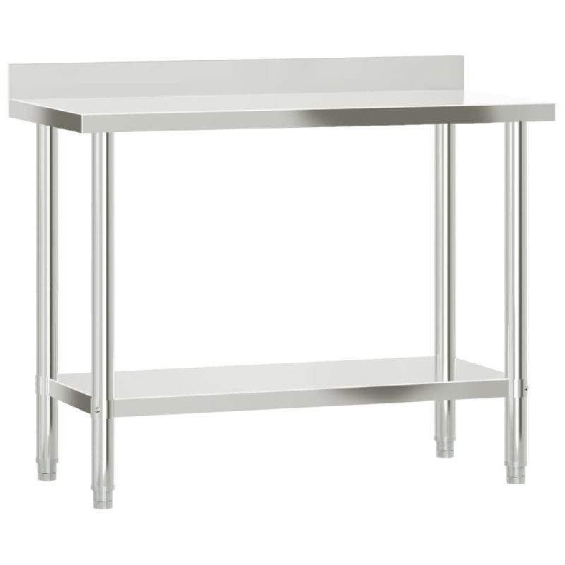 Vidaxl table de travail de cuisine avec étagère 110x55x120 cm inox 3208900_2