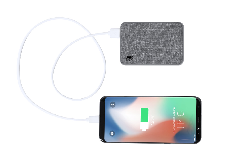 Power bank en plastique RPET - Batterie 5000 mAh - 2 ports USB et 1 port USB-C - Couleur gris_2