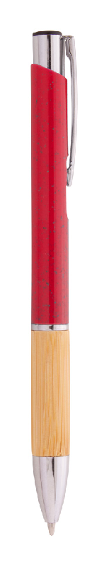 Stylo bille écologique en paille de blé - grip bambou - encre bleue - couleur rouge - 7,5g_2