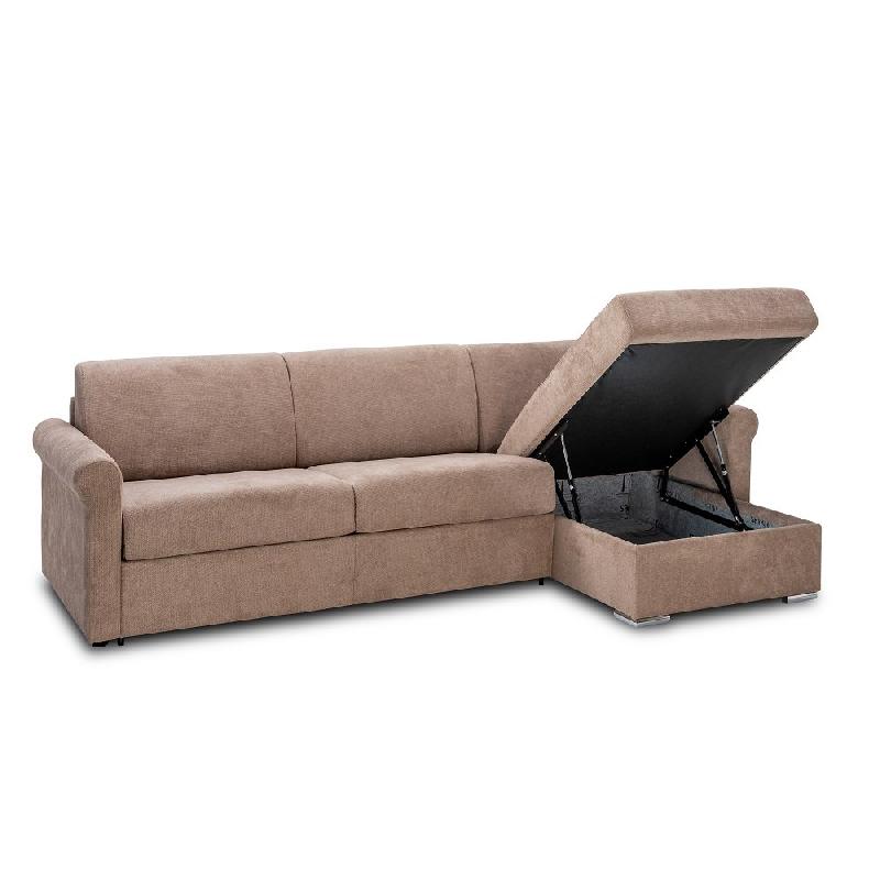Canapé d'angle convertible Romantico - système ouverture express - matelas 16 cm - microfibre taupe clair_2