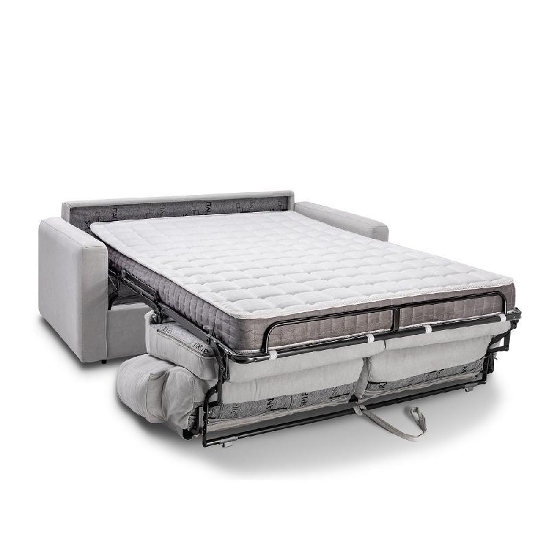 Canapé convertible express Toulouse 140 cm - Matelas 16 cm - Tissu tweed gris clair - Fabrication artisanale italienne_2