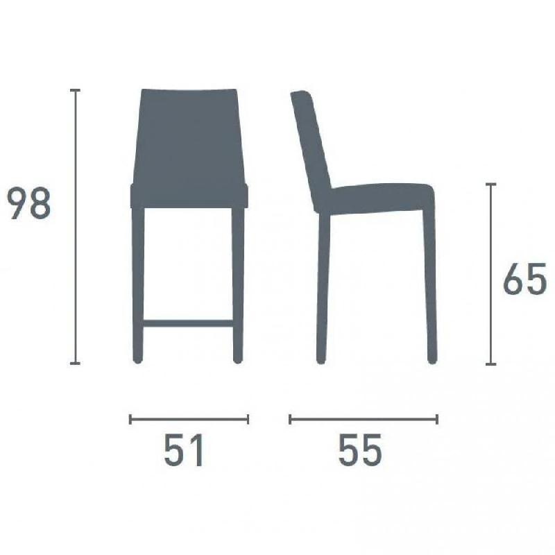 Chaise de bar HORN - Piétement hêtre laqué graphite - Assise tissu noir traité antitache et antibactérien - Fabrication italienne_2