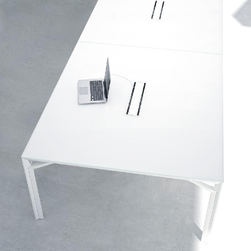 Grande table de réunion X8 avec plateaux laqués Officity. - Blanc 9010, Orange, 640_2