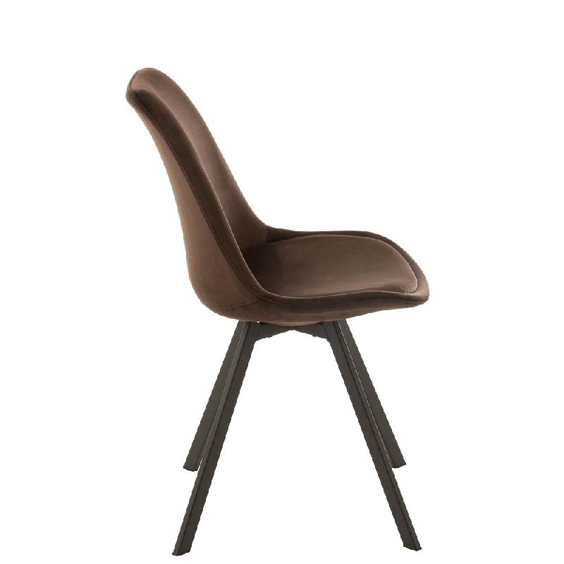 Chaise design RATRI - tissu marron foncé, pieds métal noir - confortable et robuste_2
