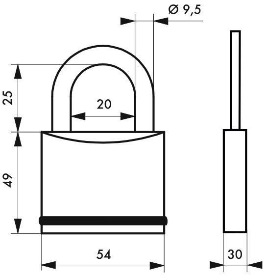 Cadenas à clé 720 - 54 mm - acier cémenté anti-corrosion - anse renforcée au molybdène - marque Thirard_2
