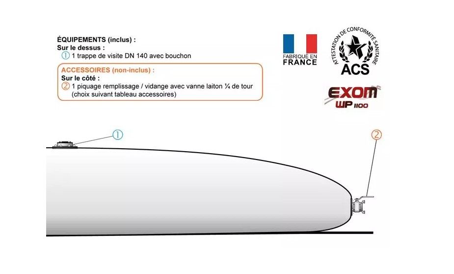 Citerne souple pour eau potable WP1100 – Neatfx – Volume 10 m³ – Toile EXOM ACS et équipements inclus_2