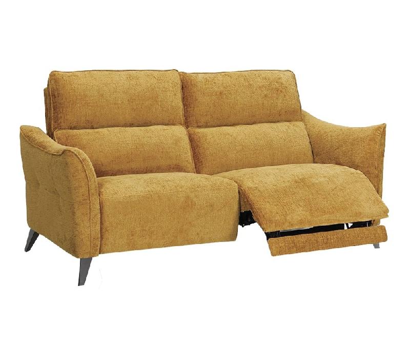 Canapé 3 places 2 relaxations électriques ATTITUDE - Têtière réglable 10 crans - Tissu chenillé ocre_2