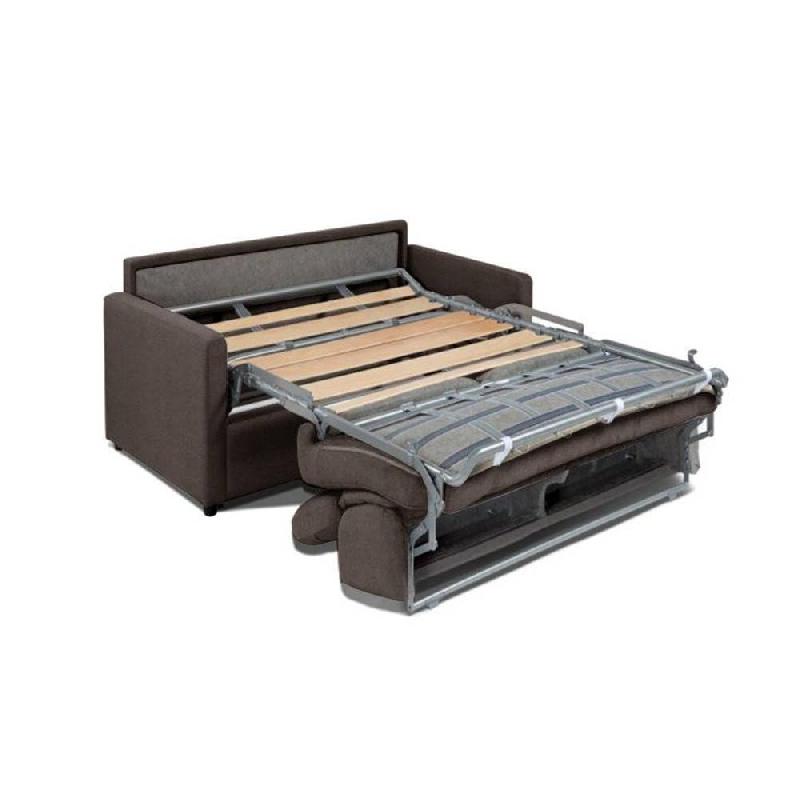 Canapé convertible France matelas 16 cm - système express - sommier à lattes 160 cm - microfibre marron_2