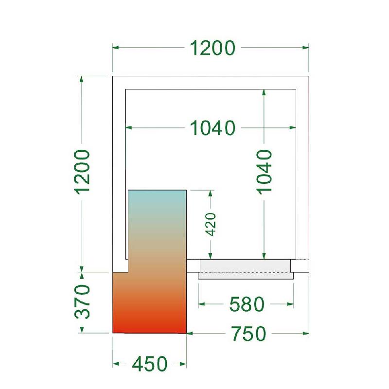 Chambre froide positive 2,2 m3 (1200 x 1200 x 2200 mm) avec monobloc de paroi_2