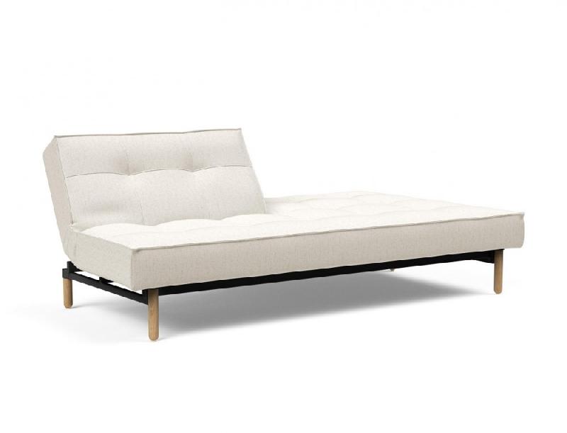 Canapé-lit convertible Innovation Living Splitback Styletto - pieds en chêne naturel - tissu bouclé Off White - 115x210 cm_2
