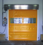 Porte rapide profil A7 - enroulement plastique - utilisation intérieure - 4500 x 4440 mm - matériaux agro-alimentaires inox et polyéthylène_2