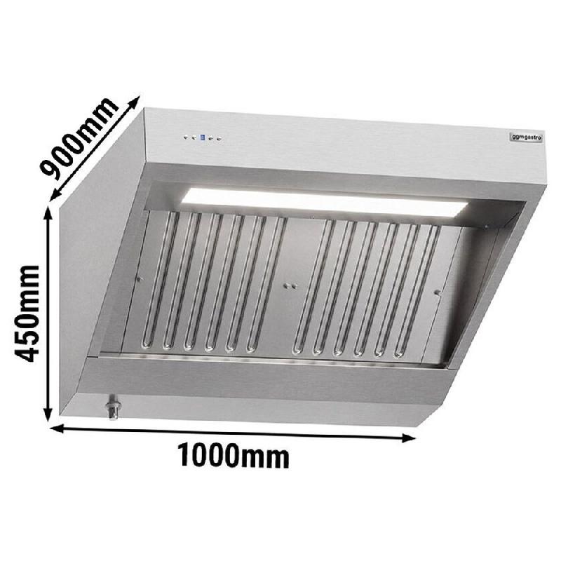 Hotte murale inox 1m avec moteur, régulateur, filtre et éclairage | Profondeur 900 mm_2