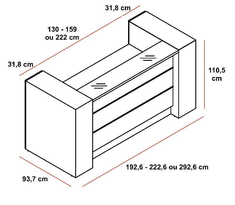 Bureau d'accueil avec rangement Valde - MDD - 192, Blanc brillant_2