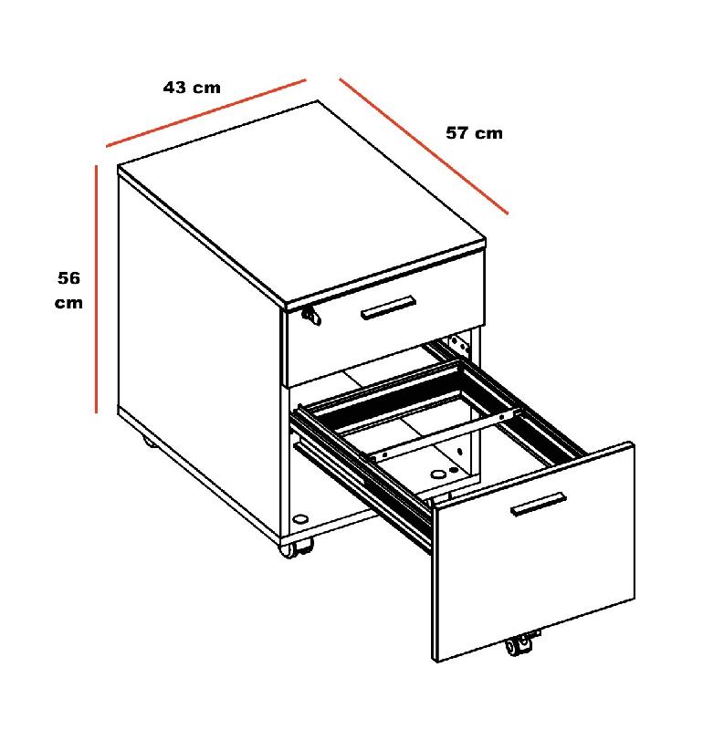 Caisson à roulettes pour bureaux Pyramid - 2 tiroirs, Hêtre_2