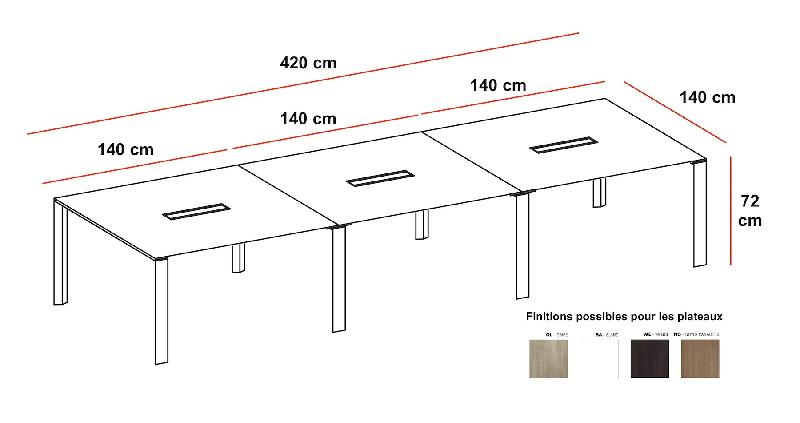 Table de réunion haut de gamme X7 - Officity - Chromé, Blanc, 420_2