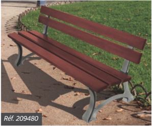 Banc Mora - Fonderie discrète et 5 lames de bois - Disponible en exotique, résineux ou plastique recyclé_2