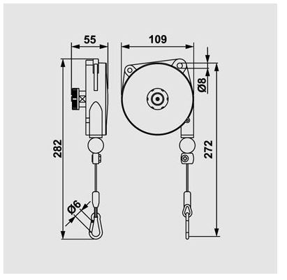 Équilibreur enrouleur 9311NY-9313NY - câble polypropylène - capacité 0,4 à 3 kg - course 1600 mm_2
