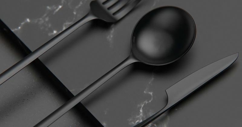 Couteau à gâteau Atlántida Black - acier inoxydable 18/10 - finition satinée noire_2