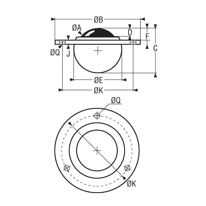 Billes à collerette - Guitel Hervieu - Type 35 - Charge 10 à 120 kg - Fixation 3 trous_2