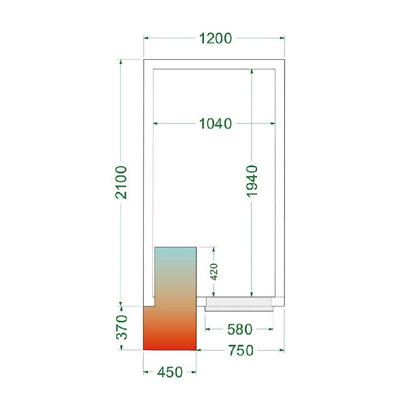 Chambre froide positive 4,1 m3 (1200 x 2100 x 2200 mm) avec monobloc de paroi_2