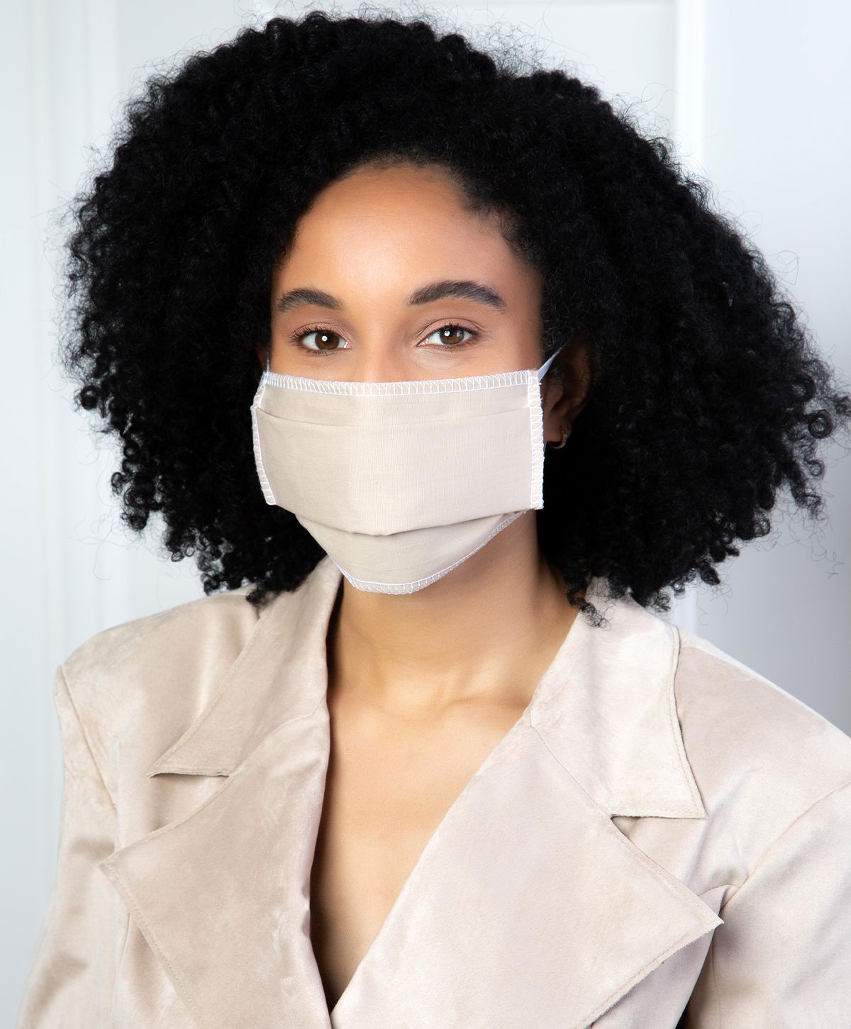 Masque lavable catégorie 1 AFNOR S76-001 - beige avec barrette nasale et 100% coton_2