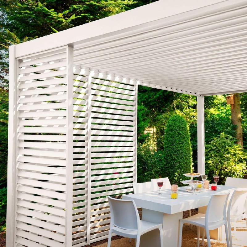 Panneau brise-vue latéral à ventelles 1 m - pour pergola bioclimatique Ombrea - couleur blanc_2
