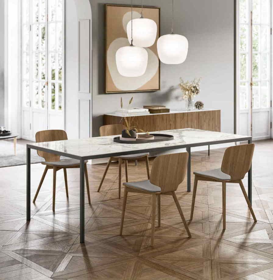 Table de réunion X6 - Plateau grès façon marbre et structure en acier - Design élégant et raffiné_2