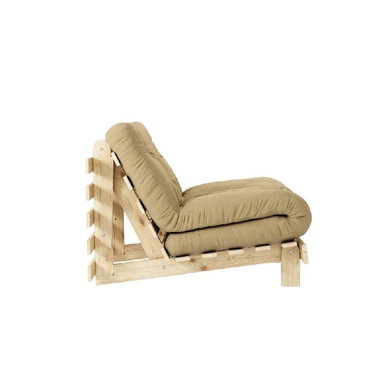 Fauteuil convertible futon ROOTS - pin naturel - coloris beige blé - couchage 90 x 200 cm - design japonais et scandinave_2