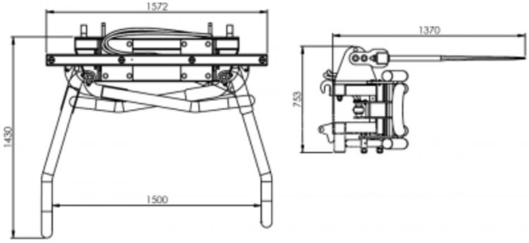 Pince multifonctions CWB Sonarol - Transport jusqu'à 4 balles - 1200 kg - Adaptable JCB_2