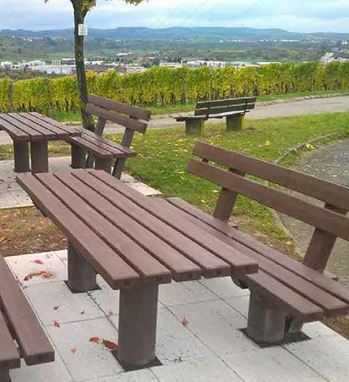 Table publique rustique en plastique recyclé - Longueur 200 cm - Gamme forestière TAUNUS - ADS EQUIPEMENTS EURL - Pieds monobloc et sans écharde_2