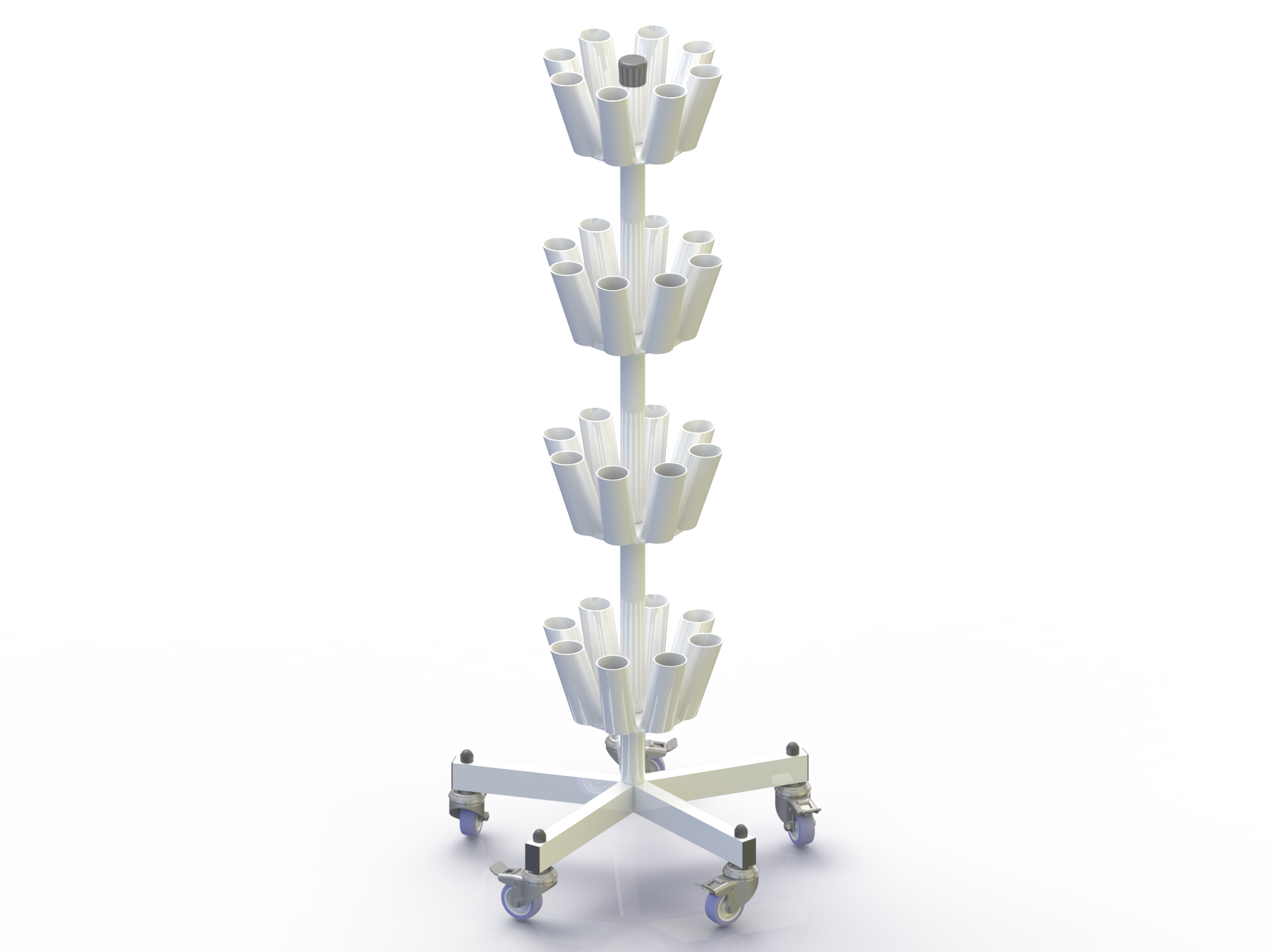 Présentoir mobile circulaire en métal - 4 niveaux et 32 emplacements_2