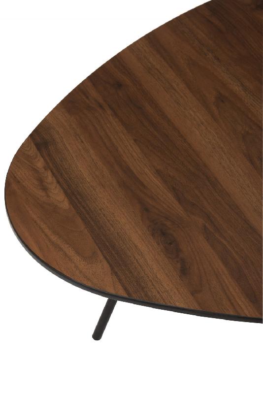 Table basse vintage KENU - bois hévéa brun, métal noir - design épuré et dimensions L112 x H31 x P89 cm_2