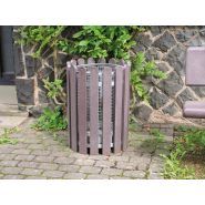 Ar486670 - Poubelle publique ronde Collec - Hahn France - 70L, fil zingué, hanit® marron_2