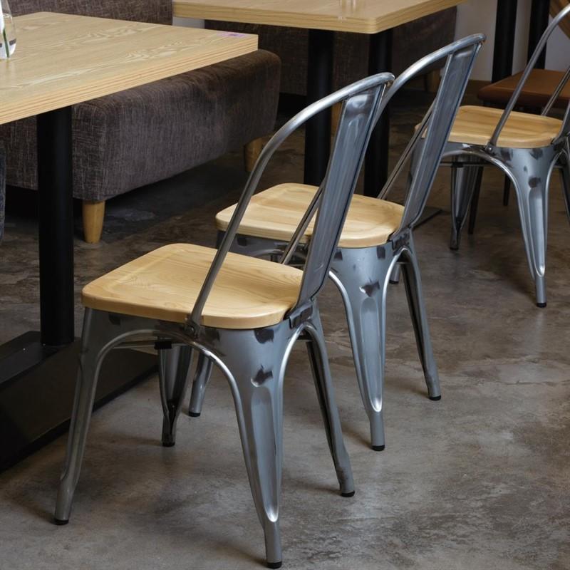 Chaises en acier avec assise en bois - Lot de 4 - GM642 | Bolero_2