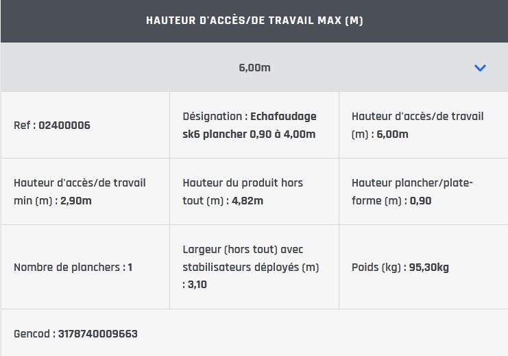 Échafaudage roulant aluminium SK6 - Tubesca-Comabi - hauteur de travail jusqu'à 6 m - plancher réglable_2