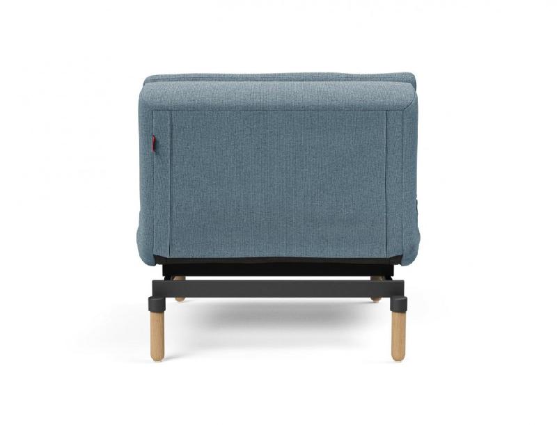 Fauteuil design Dublexo Stem convertible lit 90x115 cm - Pieds obus chêne naturel - Tissu soft indigo_2