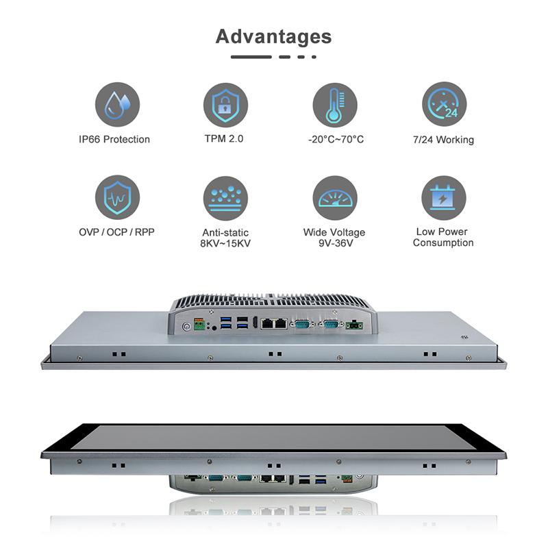 Panel PC industriel fanless 21,5 pouces pour supervision, HMI et automatisation - EVI-215WAC, écran tactile capacitif, IP66_2
