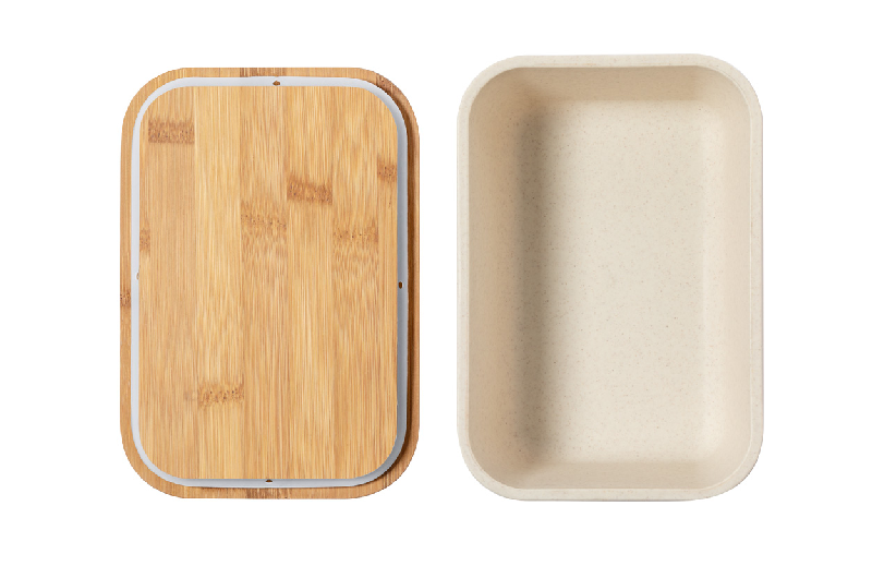 Boîte à lunch en plastique PP - couvercle en bambou - 1000 ml - avec sangle élastique_2