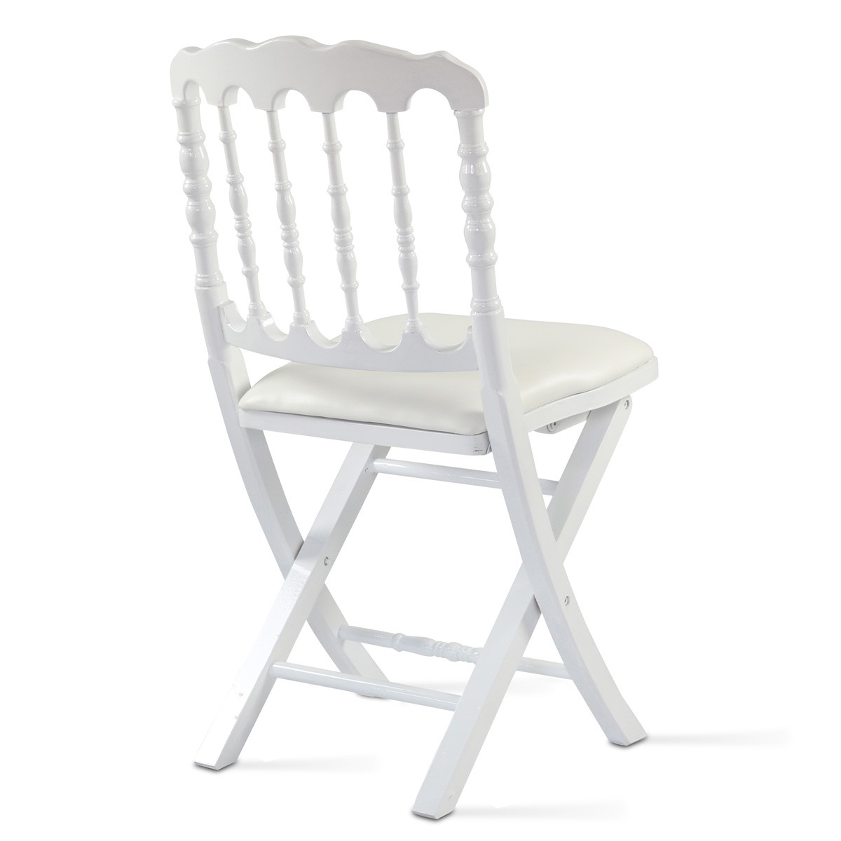 Lot de 2 chaises pliantes Napoléon III - Bois de hêtre vernis - Galette amovible - Usage intérieur/extérieur_2