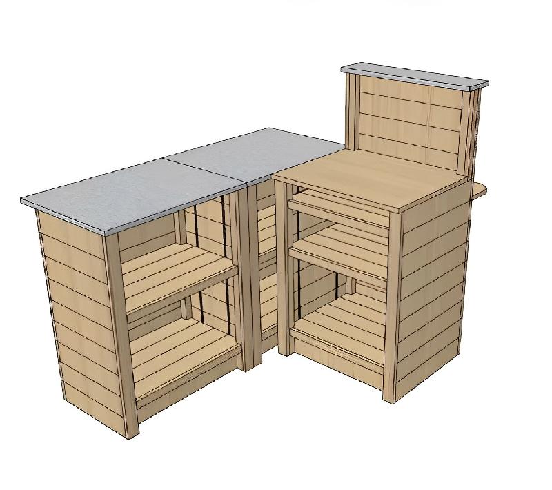 Meuble d'encaissement bois en angle - 1 poste, 3 plateaux, casquette, tablette PMR - Fabrication française_2